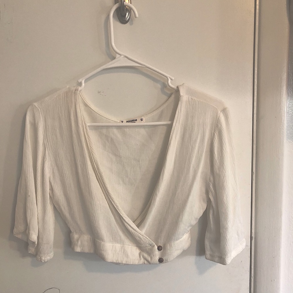 Pull and Bear white crop top